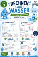 Vorschau - Arbeitsblätter - Rechnen mit Wasser | Plus, Minus & Sachaufgaben bis 1.000 - Deckblatt