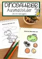 Vorschau - Mal- und Bastelvorlagen - Dinosaurier Ausmalbider (10 A4 Vorlagen) - Deckblatt