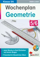 Vorschau - Arbeitsblätter - Wochenplan Geometrie Klasse 5-6 | Mathematik Sekundarstufe | Geometrie, geometrische Grundlagen, Formen, Flächen, Körper, Winkel, Symmetrie, Konstruktion | differenzierte Arbeitsblätter Kopiervorlagen mit Lösungen - Deckblatt