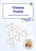 Vorschau - Spiele - Trimino-Puzzle – Vierecke: Flächeninhalt & Umfang - Deckblatt