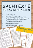 Vorschau - Arbeitsblätter - Deutsch: Sachtexte zusammenfassen - Deckblatt