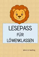 Vorschau - Mal- und Bastelvorlagen - Löwenklasse: Lesepass zur Lesemotivation - Deckblatt