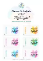 Vorschau - Mal- und Bastelvorlagen - Dieses Schuljahr wird ein Highlight – Geschenk mit Textmarker - Deckblatt