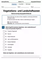 Vorschau - Arbeitsblätter - Vegetationszonen Klasse 7–8 Basisscreening - Deckblatt