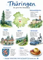 Vorschau - Arbeitsblätter - Lernposter + Arbeitsblätter zum Thema "Thüringen" + Lösung & MP3 + Mindmap + Infografik - Deckblatt