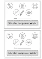 Vorschau - Arbeitsblätter - Miniheft lautgetreue Wörter schreiben Klasse 1 (auch mit Artikelpunkten) und Lösungen - Seite 1