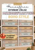 Vorschau - Unterrichtsreihen - Maxibriefkarton Etiketten Boho | 7 editierbare PowerPoint Vorlagen | Lehrerorganisation | Homeoffice - Deckblatt