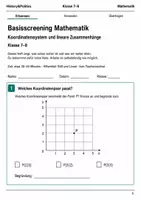 Vorschau - Arbeitsblätter - Basisscreening Koordinatensystem Klasse 7–8 - Deckblatt
