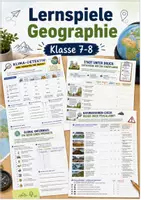 Vorschau - Arbeitsblätter - 5 Lernspiele Erdkunde Klasse 7-8 | Arbeitsblätter Geographie - Deckblatt