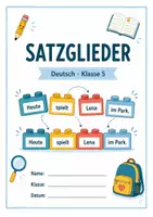 Vorschau - Arbeitsblätter - Satzglieder Klasse 5 - Arbeitsblätter + Test mit Lösungen - Deckblatt