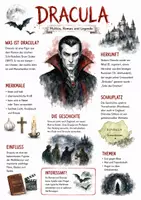 Vorschau - Arbeitsblätter - Lernposter + Arbeitsblätter "Dracula" + Lösung & MP3 + Mindmap + Infografik - Deckblatt