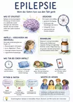Vorschau - Arbeitsblätter - Lernposter + AB mit Fragen zum Thema "Epilepsie" + Lösungsblatt + Mindmap + Infografiken - Deckblatt