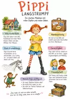 Vorschau - Arbeitsblätter - Lernplakat + AB mit Fragen zum Thema "Pippi Langstrumpf" + Lösungsblatt + Mindmap + Infografik - Deckblatt