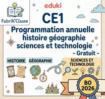 Aperçu - Affichage - CE1 BO 2025 Programmation annuelle Histoire Geographie Sciences et technologie - Page de couverture