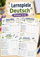 Vorschau - Arbeitsblätter - Lernspiele Deutsch Klasse 5–6 | 5 abwechslungsreiche Arbeitsblätter zu Grammatik, Sprache & Stil - Deckblatt