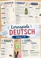 Vorschau - Arbeitsblätter - Lernspiele Deutsch Klasse 7–8 | 5 abwechslungsreiche Arbeitsblätter zu Grammatik, Wortschatz & Textarbeit - Deckblatt