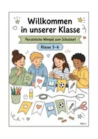 Vorschau - Mal- und Bastelvorlagen - Willkommens-Wimpel – Kennenlernen & Klassendeko - Seite 1