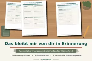 Vorschau - Arbeitsblätter - Das bleibt mir von dir in Erinnerung_Erinnerungsbotschaften - Deckblatt