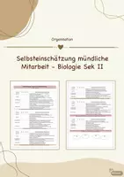 Vorschau - Test - Selbsteinschätzung der mündlichen Mitarbeit Biologie Sek II - Deckblatt