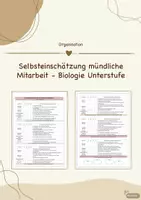 Vorschau - Prüfungsvorbereitung - Selbsteinschätzung der mündlichen Mitarbeit Biologie (Unterstufe) - Deckblatt