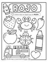 Vista previa - Manualidades / Dibujos para colorear - El color rojo | Colorea los objetos rojos - página 1