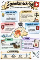Vorschau - Arbeitsblätter - Lernposter + Arbeitsblätter zum Thema "Sonderbundskrieg" + Lösung & MP3 + Mindmap + Infografik - Deckblatt