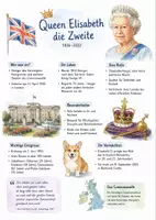 Vorschau - Arbeitsblätter - Lernplakat + Arbeitsblätter zum Thema "Queen Elisabeth die Zweite" + Lösung & MP3 + Mindmap + Infografik - Deckblatt
