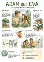 Vorschau - Arbeitsblätter - Lernplakat + AB mit Fragen zum Thema "Adam und Eva" + Lösungsblatt + Infografik - Deckblatt