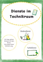 Vorschau - Aufgabenkarten - Dienste im Technikunterricht - Organisation im Technikraum - Deckblatt