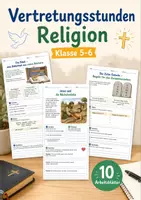 Vorschau - Stundenentwürfe - Vertretungsstunden Religion Klasse 5-6 | 10 fertige Arbeitsblätter ohne Vorbereitung - Deckblatt
