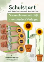 Vorschau - Mal- und Bastelvorlagen - Schulstart Geschenk - Sonnenblume - Growth mindset - Deckblatt