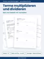 Vorschau - Test - Test · Terme multiplizieren und dividieren · Test A und B in zwei Stufen mit Lösungen und Notenschlüssel - Deckblatt