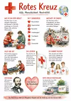 Vorschau - Arbeitsblätter - Lernposter + AB mit Fragen zum Thema "Rotes Kreuz" + Lösungsblatt + Infografik - Deckblatt