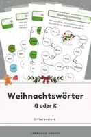 Vorschau - Arbeitsblätter - Weihnachtswörter: Buchstaben G, K & L erkennen | Differenziert - Deckblatt