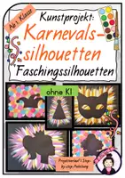 Vorschau - Stundenentwürfe - Kunst FASCHING | KARNEVAL: Silhouettenbilder - Deckblatt