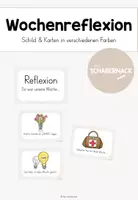 Vorschau - Aufgabenkarten - Wochenreflexion: Schild & Karten - Deckblatt