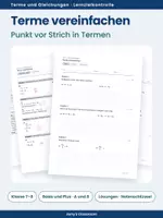Vorschau - Test - Test - Terme vereinfachen - Test A und B in zwei Stufen - Deckblatt