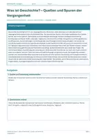 Vorschau - Arbeitsblätter - Arbeitsblatt Geschichte Klasse 5 – Was ist Geschichte? Quellen und Spuren der Vergangenheit - Deckblatt
