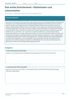 Vorschau - Arbeitsblätter - Arbeitsblatt Geschichte Klasse 6 – Antikes Griechenland: Stadtstaaten und Lebenswelten - Deckblatt