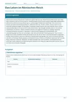Vorschau - Arbeitsblätter - Arbeitsblatt Geschichte Klasse 6 – Das Leben im Römischen Reich - Deckblatt