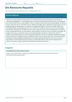 Vorschau - Arbeitsblätter - Arbeitsblatt Geschichte Klasse 6 – Die Römische Republik - Deckblatt