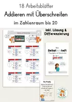 Vorschau - Arbeitsblätter - Addieren mit Überschreiten ZR 20 Addition Zehnerübergang - Deckblatt