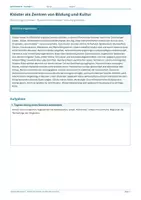 Vorschau - Arbeitsblätter - Arbeitsblatt Geschichte Klasse 7 – Klöster als Zentren von Bildung und Kultur - Deckblatt