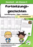 Vorschau - Arbeitsblätter - Fortsetzungsgeschichten ab Klasse 3 – Schreibtraining mit Impulsen, Feedback & Selbsteinschätzung - Deckblatt