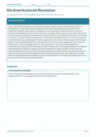 Vorschau - Arbeitsblätter - Arbeitsblatt Geschichte Klasse 8 – Die Amerikanische Revolution - Deckblatt