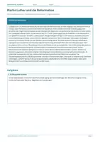 Vorschau - Arbeitsblätter - Arbeitsblatt Geschichte Klasse 8 – Martin Luther und die Reformation - Deckblatt