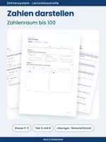 Vorschau - Test - Test · Zahlen darstellen bis 100 · Test A und B mit Lösungen - Deckblatt