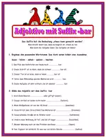 anteprima - Esercizi - Grammatica tedesca – Formazione e negazione aggettivi composti formati con suffissi e prefissi – Adjektivdeklination A2 B1 - Pagina 3