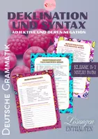 anteprima - Esercizi - GRAMMATICA TEDESCA Adjektivdeklination Satzbau und Negation - Pagina di copertina