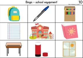 Aperçu - Cartes / Images - Anglais - Bingo Matériel scolaire - P2 - Page 1